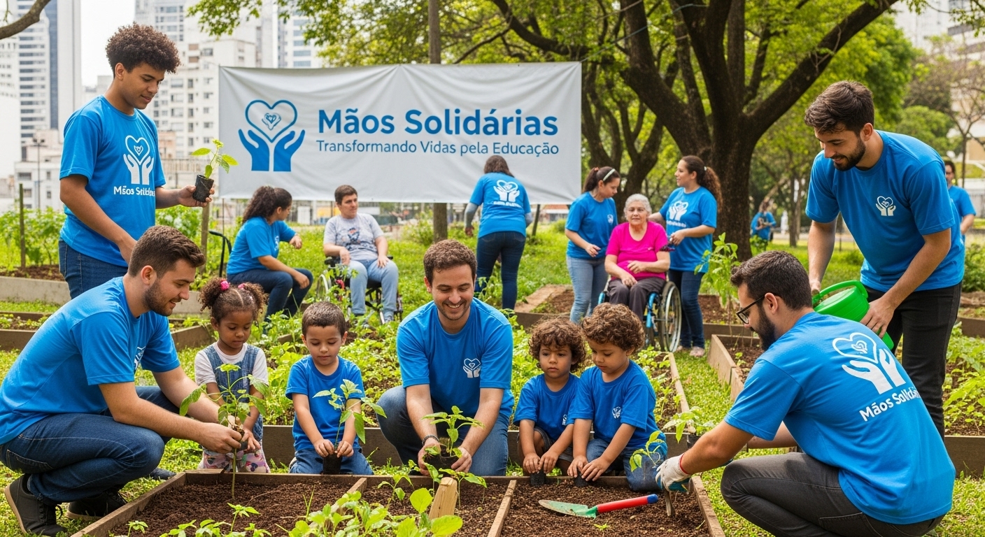 Crianças plantando mudas
