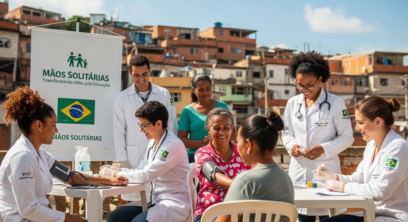 Voluntários em atendimento médico